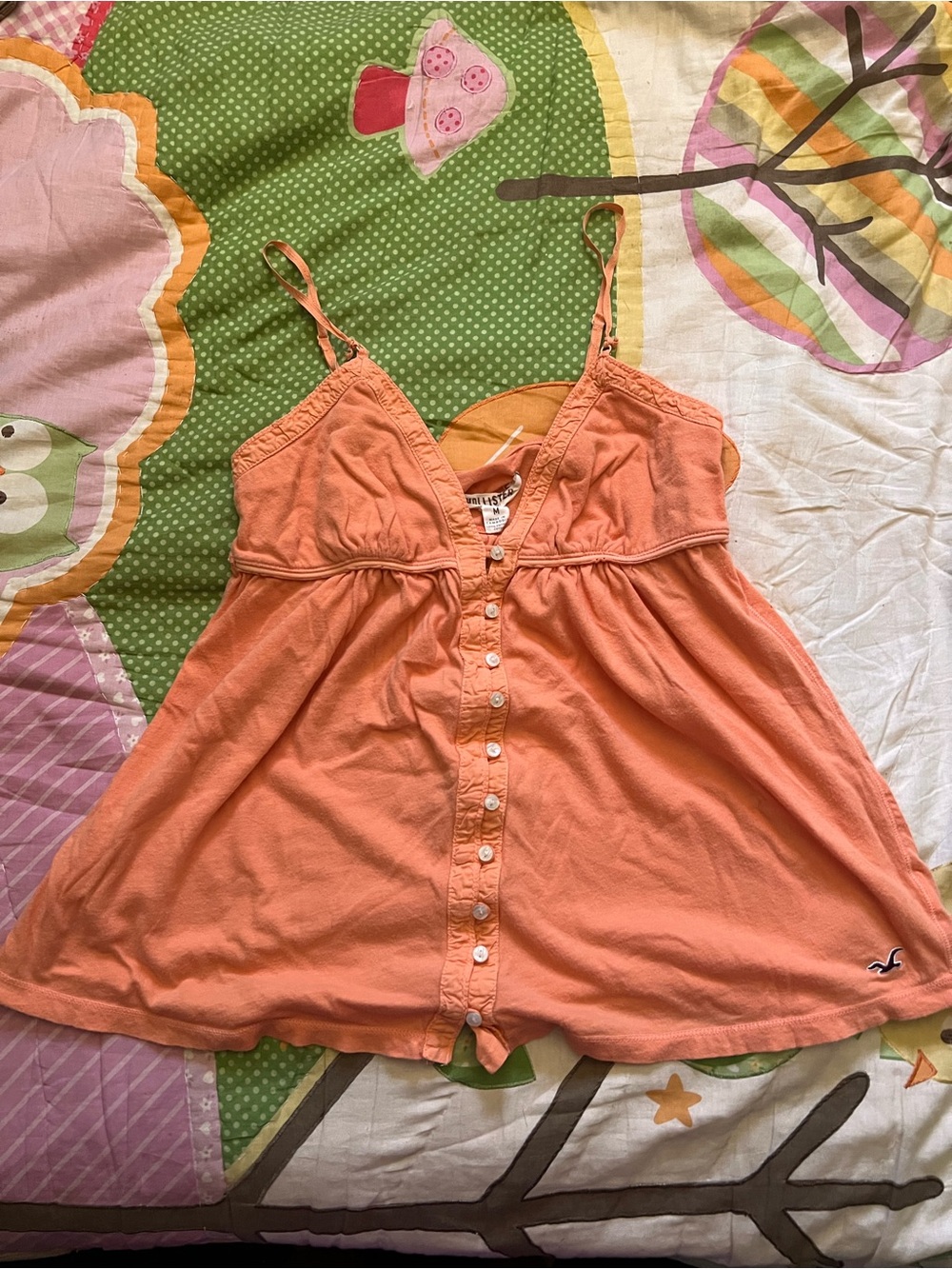 vintage orange hollister button tank babydoll